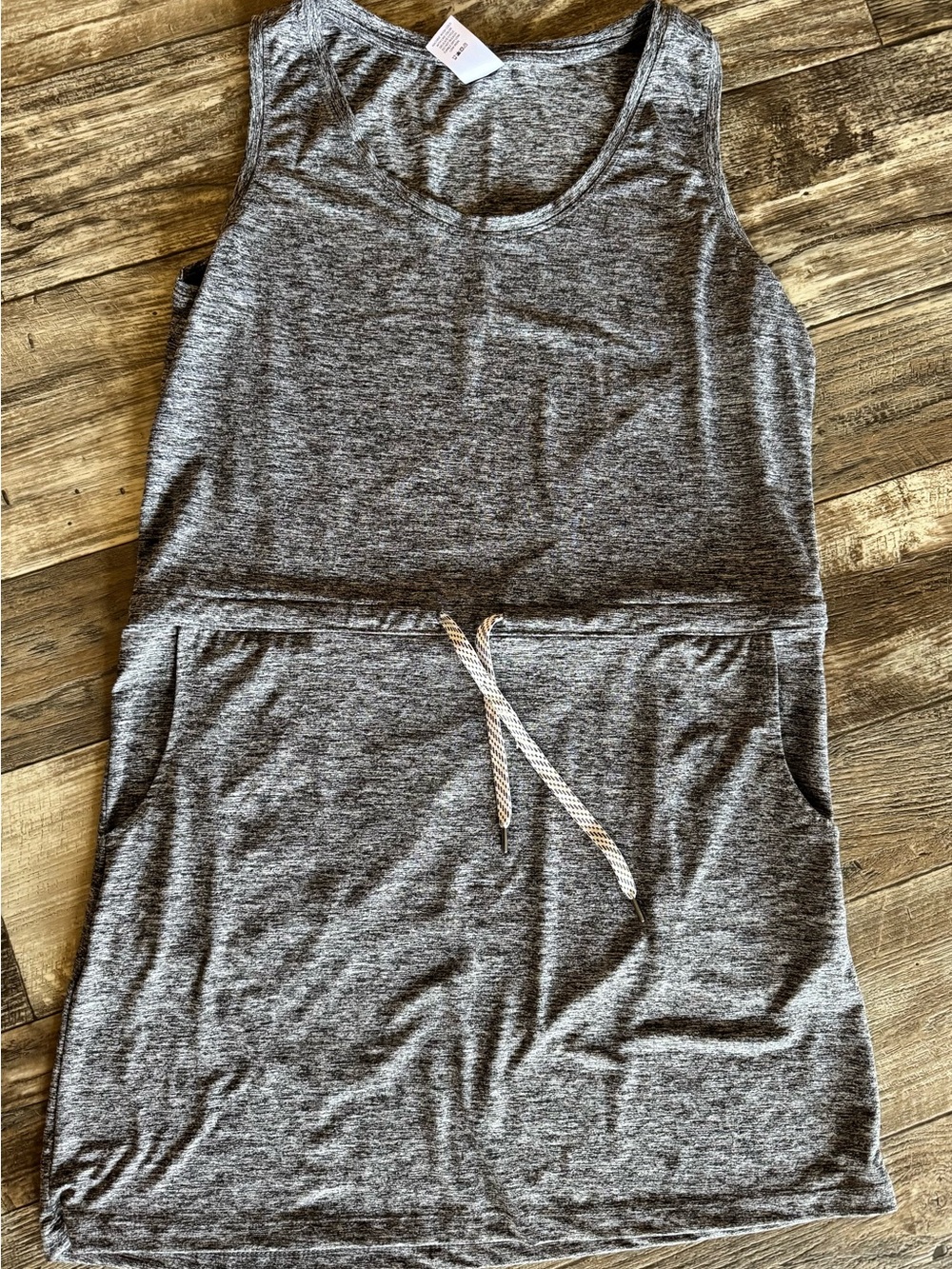 Gray Sleeveless Midi Drawstring Dress -  Women